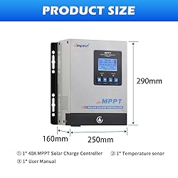 Ampinvt 40A MPPT Solar Charge Controller 12V 24V