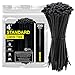 Neiko 51258A UV Black 4-Inch Heavy Duty Cable Zip Ties, 200-Piece | 18 lb Tensile Strength