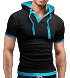 XQS Mens Casual Short Sleeve Polo T-shirt Hoodies Outerwear
