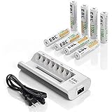 EBL AAA Rechargeable Batteries Precharged 8 Pieces 1100mAh AAA Batteries with Battery Charger for AA AAA Batteries