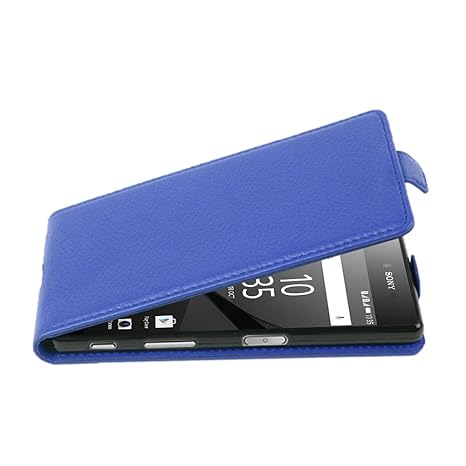 Cadorabo Hülle für Sony Xperia Z5 COMPACT - Hülle in KÖNIGS BLAU – Handyhülle aus Strukturiertem Kunstleder im Flip Design - 