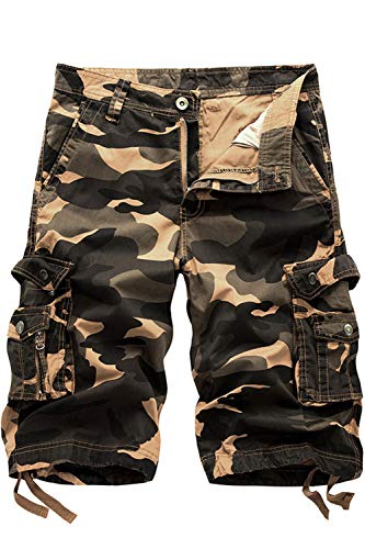 HHGKED Men's Twill Cargo Shorts (Khaki camo, 30)