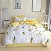 VClife Yellow Pineapple Print Bedding Sets 100% Cotton Full/Queen Size Geometric Pattern Duvet Cover Sets for Boy Girl Teens Fashion Fruits Plant Quilt Cover Sets