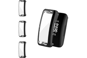 BabyValley Case Compatible for Fitbit Inspire 2/Inspire 3 Full Coverage Screen Protector Soft TPU Plated Bumper Shell Protective Cover for Inspire 3/Inspire 2 (3 Black)