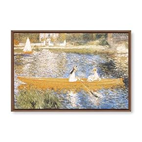 Framed Canvas Wall Art for Living Room, Bedroom La Grenouillere by Pierre-Auguste Renoir Canvas Prints for Modern Home Decoration Ready to Hang - 16"x24" inches