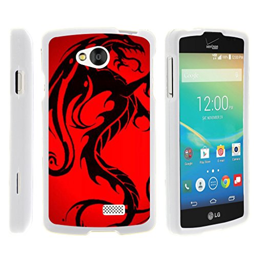TurtleArmor | LG Tribute Case | LG Optimus F60 Case | LG Transpyre Case [Slim Duo] Two Piece Hard Cover Slim Snap On Case on White - Red Dragon