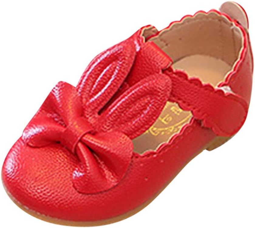 HEETEY Girls Shoes for 1-6 Years Old Kids,Children Kid Girls Rabbit Bowknot Leather Wave Princess Single Casual Shoes Sandals Shoes for Party