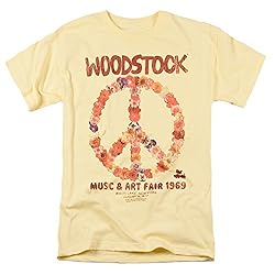 Popfunk Woodstock Peace Symbol Light Yellow T Shirt