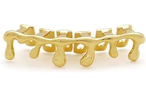 canjoyn 18K Gold Teardrop Bottom Grillz 6 Teeth Lower Teeth Drip Cap Grillz