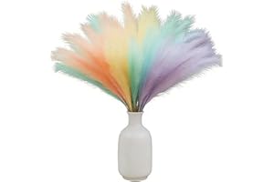 JOYWU Faux Dried Rainbow Pampas Grass Decor for Vase Fillers,45 Pack 22 in Fluffy Fake Multicolor Pampas Bouquet for Boho Wed