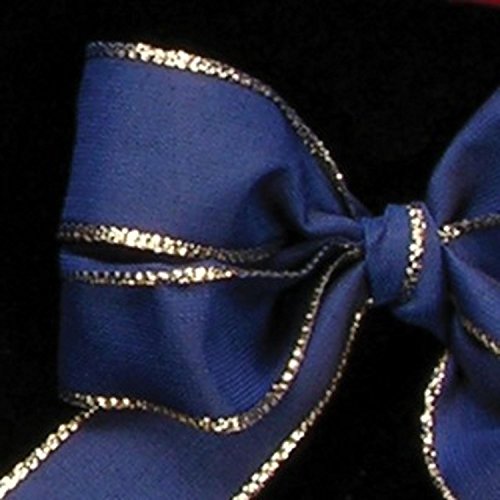 Navy Blue Taffeta with Silver Edge Wired Craft Ribbon 9.5mm x 108 Yards