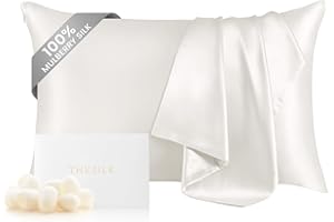 THXSILK 100% Pure Mulberry Silk Pillowcase for Hair and Skin, Highest 6A+ Grade Pure Silk Pillow Case Standard Size, Real Silk Pillowcase with Concealed Zipper(White, Standard)