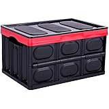 ENDAN Canvas Bins Folding Plastic Strong Cargo Loading Storage Box Outdoor Camping Fishing Home Cases (Size : Red)