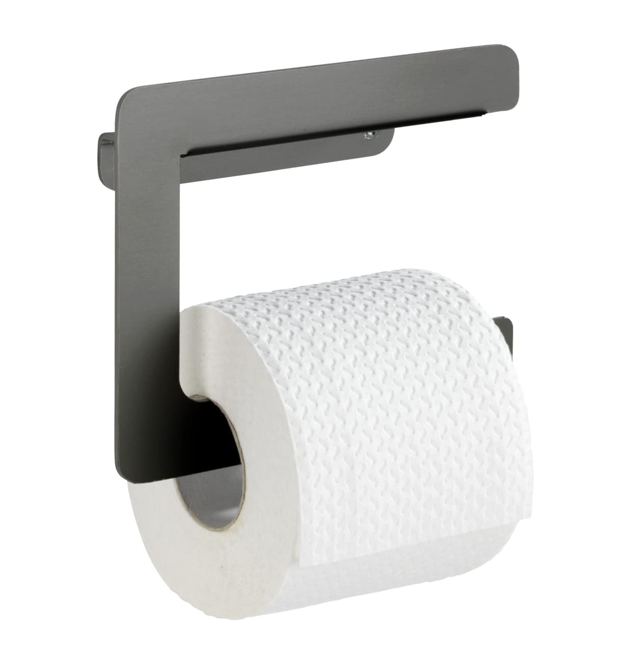 WENKO Montella Toilet Roll Holder for Toilet Paper Made of Rustproof Aluminium, Screw-On 17 x 14 x 5.5 cm, Anthracite