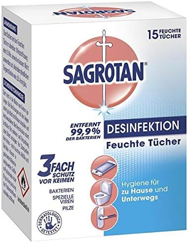 Sagrotan Wipes - 3 Compartments Protection - 15 Moist Wipes