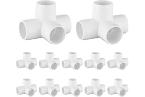 WTXHHY 12-Pack 3/4" PVC Fittings 4 Way, Furniture Grade 3/4 Inch PVC Pipe Fittings 4 Way, UV Resistant, Fits SCH40 Pipe DIY Garden Shelves, Greenhouse, Shelf