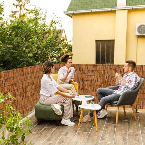 KOIUEYW Reed Screening 90 x 500 cm – Premium Garden Privacy Screen – Outdoor View for Garden, Terrace, Balcony, Fence, Palisade – Brown
