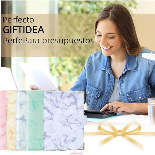 Organizador de Dinero, Carpeta de Cuaderno A6 de Presupuesto, Agenda de Ahorro, Hoja de Presupuesto de Gastos en Efectivo con Sobre de Efectivo, Papelería de Utiles Oficina para Adultos y Niños(Rosa)