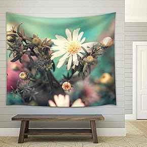 Tender White Aster - Fabric Wall Tapestry Home Decor - 51x60 inches
