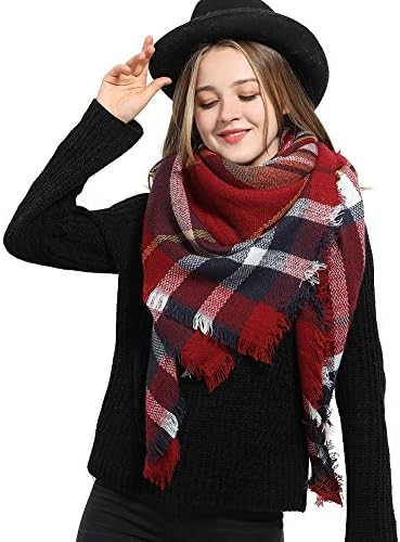 Blanket Scarf Womens Plaid Scarf Scarves for Women Checked Winter Scarf Shawls and Wraps