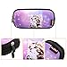 AUPET Pencil Case, Large Capacity Pencil Bag with Two Compartments Durable Zipper Students Stationery Pen Bag for Pens, Pencils, Markers, Eraser and Other School Supplies (Purple Wish Cat)