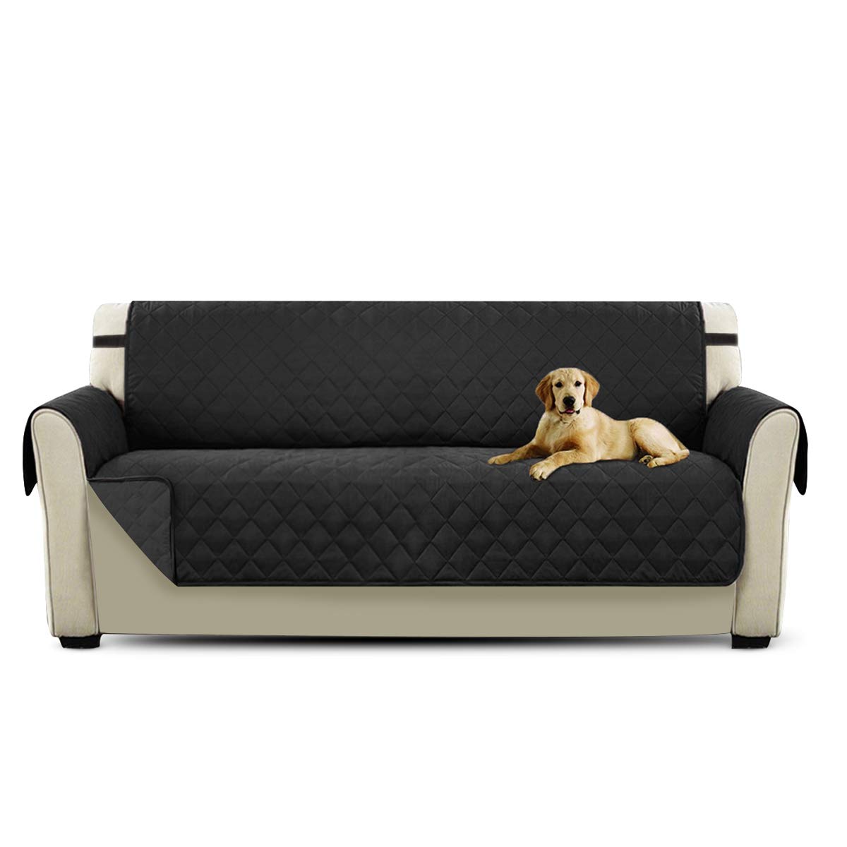 PETCUTE Sofa cover couch covers quilted Sofa Protector 3 Seater Pet Furniture Protector Black — image 1
