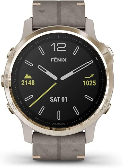 Reloj Garmin fnix 6S Zafiro Edition Mujer en Acero con Correa de Piel Gris, 010-02159-40.