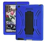 Rugged Shockproof Silicone Protective 3 in1 Case Cover For ipad 2nd , 3rd , 4th Generation Model : A1397 , A1416 , A1395 , A1396, A1403 , A1458 , A1460 , A1430( Blue + Black)