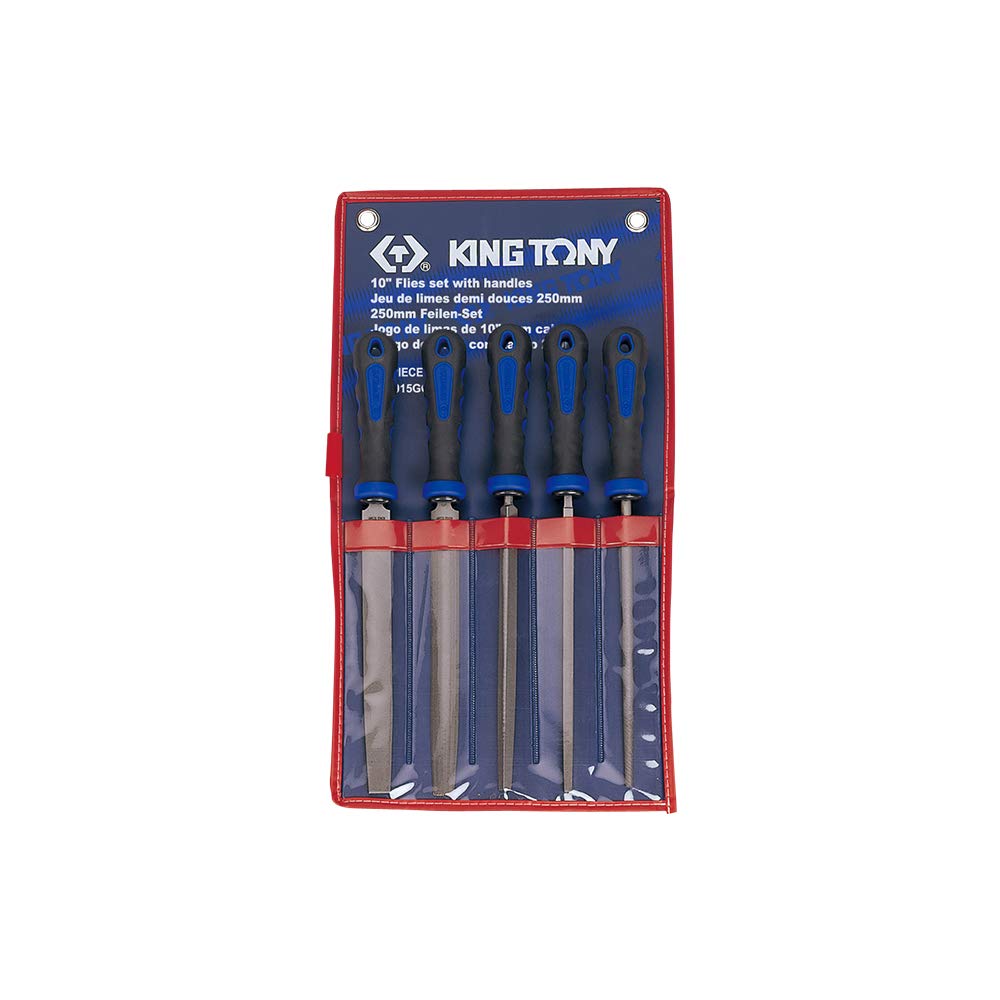 KING TONY 1015Gq Second Cut File Set, 5 Pieces, 10 Inch Length