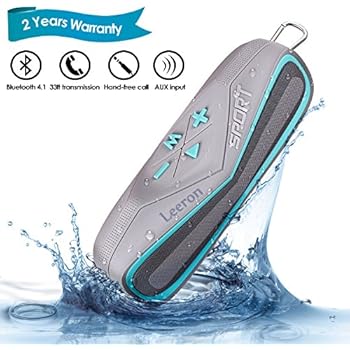 Waterproof Bluetooth Speaker, Leeron Marine and Waterproof IPX7 Wireless Bluetooth 4.1 Speaker for iPhone, Android & iPod, Sandproof & Shockproof Outdoor Speaker with Card Reader and Aux (Blue)
