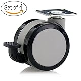 Katu BK-GB6005-23 Set of 4 Furniture Swivel Plate Caster with Brake for hardwood floors, Diameter 2 3/8