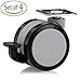 Katu BK-GB6005-23 Set of 4 Furniture Swivel Plate Caster with Brake for hardwood floors, Diameter 2 3/8