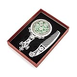 ALICE Silver Superb Antiqued Hand Mirror and Comb Set, Best Gift Set