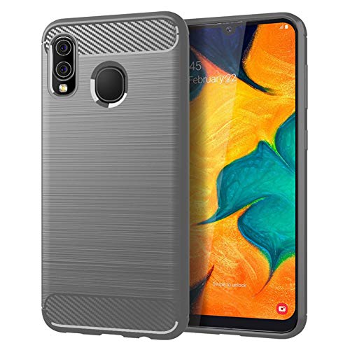 for Samsung A20 case,Galaxy A20 Case,Galaxy A30 Case,Soft TPU Slim Fashion Anti-Fingerprint Non-Slip Protective Phone Case Cover for Samsung Galaxy A20/A30(Gray Brushed TPU)