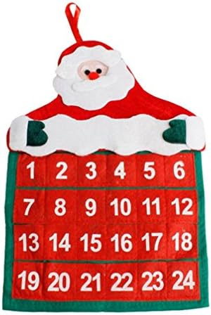 Minertech Christmas 24 Day Hanging Cloth Advent Calendar Red Santa Claus Merry Christmas Design | Traditional Holiday Christmas Decor Theme | Perfect for Home / Office/Hotel Lobby