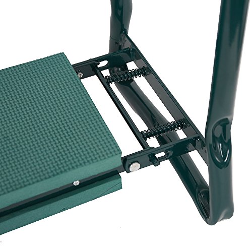 Gardeneeds Folding Garden Kneeler Seat - With Kneeling Pad & Tool Pouch, 250lb Capacity