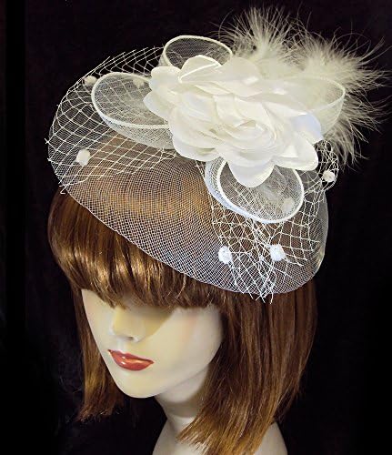 Bridal Wedding Prom Tea Party Costume Fascinator Veil Hair Clip Cocktail Hat --White