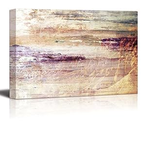 Beautiful View of Rows of Mountains with Purple Textured Stripes Over It - Canvas Art Home Art - 12x18 inches