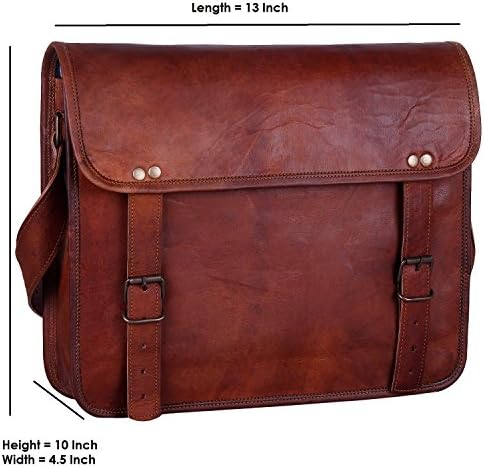 The World War Series Vintage Genuine Leather Unisex Cross Body Satchel Bag (L=13 Inch x H=10 Inch) Handcrafted At Sparsh Craft