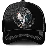 Hieprints Rooster Hat, Rooster Caps for Men Women, 3D Mexican Rooster Baseball Cap Snapback Gallo Chicken Cock Mexico Cap Hat
