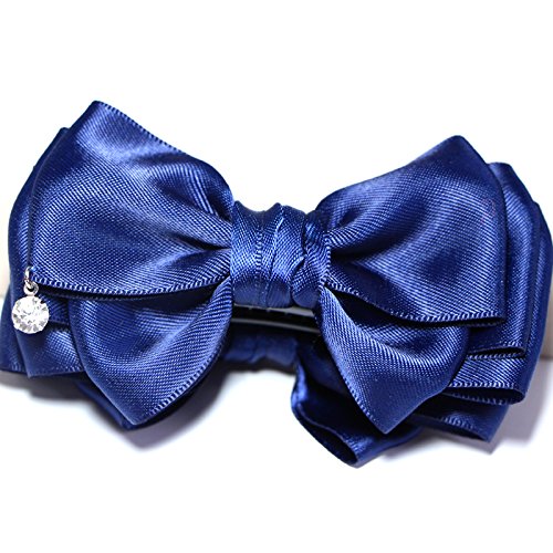 usongs Korean headdress hairpin clip ponytail diamond black trumpet tuba hair accessories banana clip vertical clip bow - Thumbnail 2