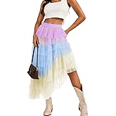 Kaei&Shi Long Tulle Skirts,Rainbow Layered Ruffle Tutu Fairy Skirt,Pride Outfits for Women Fits 0-14