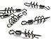 30Pcs #2/0 38mm 15'' THKFISH Saltwater Black Tarnish Cork Screw Cross Swirl Swivel Line Hook Connector