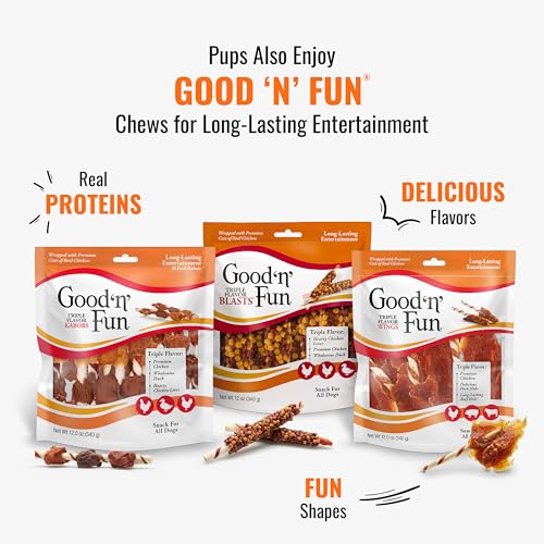 GOOD ‘N’ TASTY TRIPLE FLAVOR STACKS WITH CHEESE, 9 OUNCES, BITE SIZED SNACKS FOR DOGS WITH PREMIUM CHICKEN AND REAL CHEESE