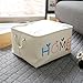 TheWarmHome Rectangular Basket for Gifts Empty,Cloth Basket for Storage Canvas Basket Organizer (Beige Embroidery, 15.7L×11.8W×8.3H)