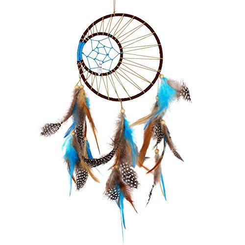 SOLEDI Dream Catcher Blue 45cm^14.5cm Handmade Traditional Circular Net Home Decor Wall Car Hanging Ornament Gift