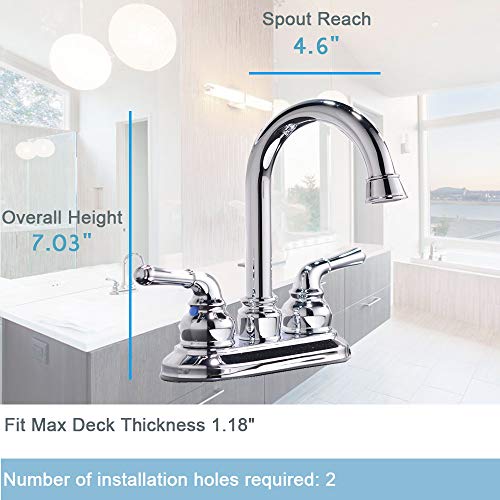 VCCUCINE Modern Contemporary Lead-free Two Handles 4" centerset Bathroom Faucet, Lavatory Vanity Utility Laundry Faucet Chrome Finish