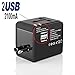 Travel Adapter, Turobot Universal Charger AC Adapter with Dual USB Port for US/ EU/ AU/ UK 150 + Countries