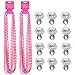 Konsait Party Beads Necklaces(12pcs) & Light Up Engagement Diamond Rings(12pcs), Bachelorette Party Light Up Rings with Bachelorette Party Beads 33inch (Pink & Red)