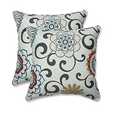 Pillow Perfect Outdoor Pom Pom Play Peachtini Throw Pillow, 18.5-Inch, Set of 2